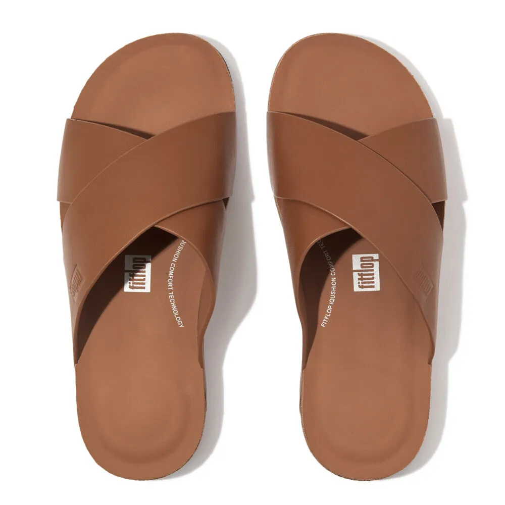 รองเท้าแตะ ผู้ชาย รุ่น iQUSHION MEN'S LEATHER CROSS SLIDES