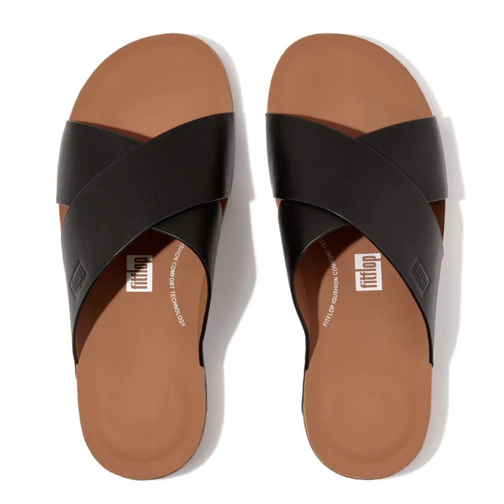 รองเท้าแตะ ผู้ชาย รุ่น iQUSHION MEN'S LEATHER CROSS SLIDES