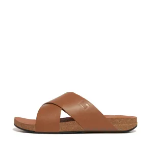รองเท้าแตะ ผู้ชาย รุ่น iQUSHION MEN'S LEATHER CROSS SLIDES