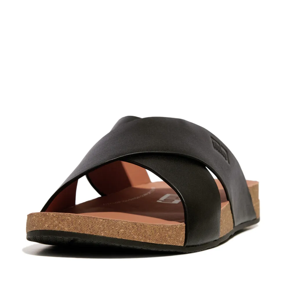 รองเท้าแตะ ผู้ชาย รุ่น iQUSHION MEN'S LEATHER CROSS SLIDES