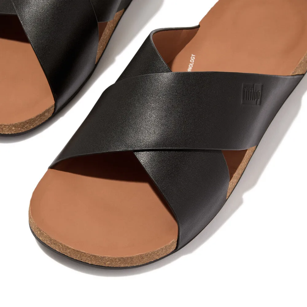 รองเท้าแตะ ผู้ชาย รุ่น iQUSHION MEN'S LEATHER CROSS SLIDES