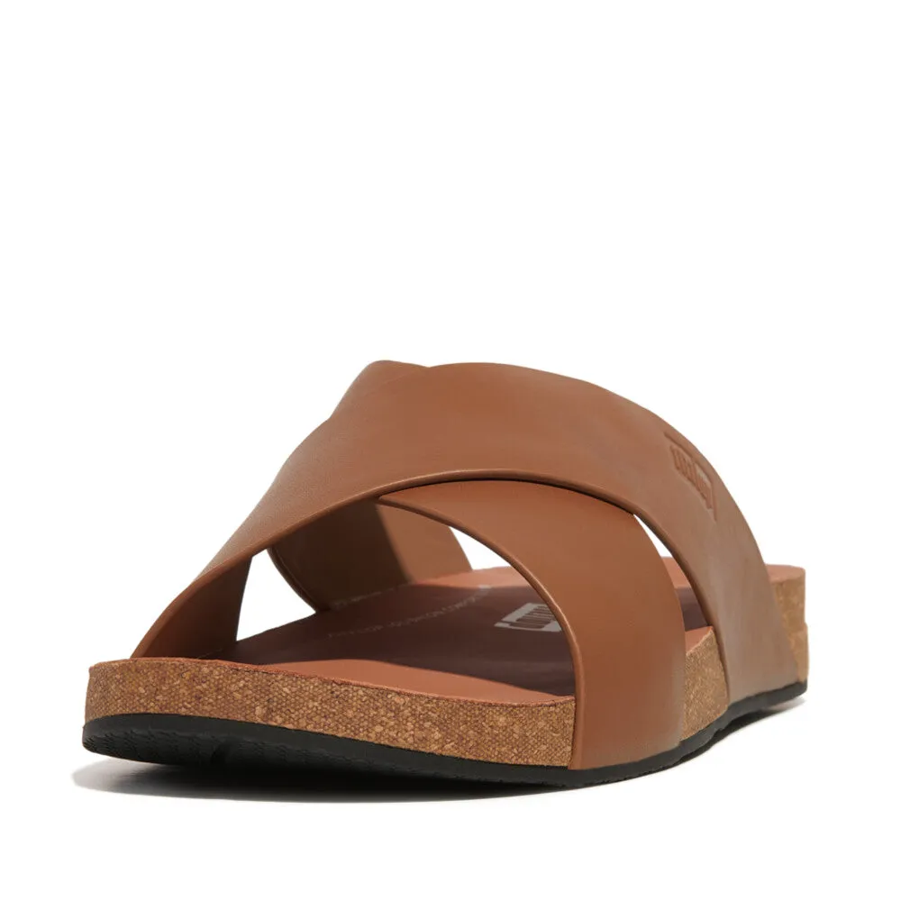รองเท้าแตะ ผู้ชาย รุ่น iQUSHION MEN'S LEATHER CROSS SLIDES