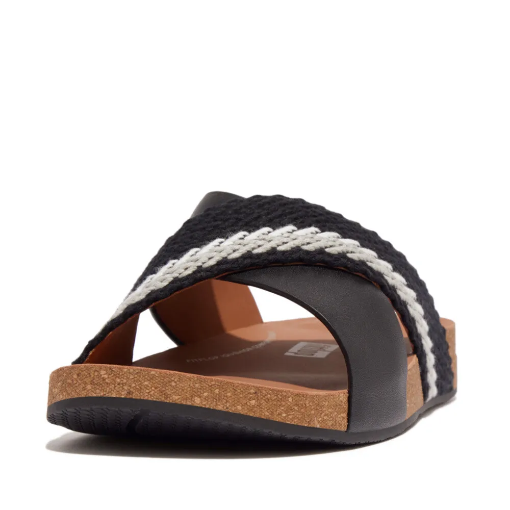 รองเท้าแตะ ผู้ชาย รุ่น iQUSHION MEN'S STRIPE-WEBBING/LEATHER CROSS SLIDES