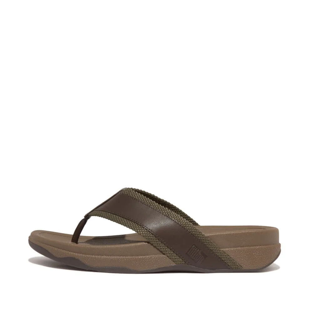 รองเท้าแตะแบบหูหนีบ ผู้ชาย รุ่น SURFER MEN'S WEBBING/LEATHER TOE-POST SANDALS