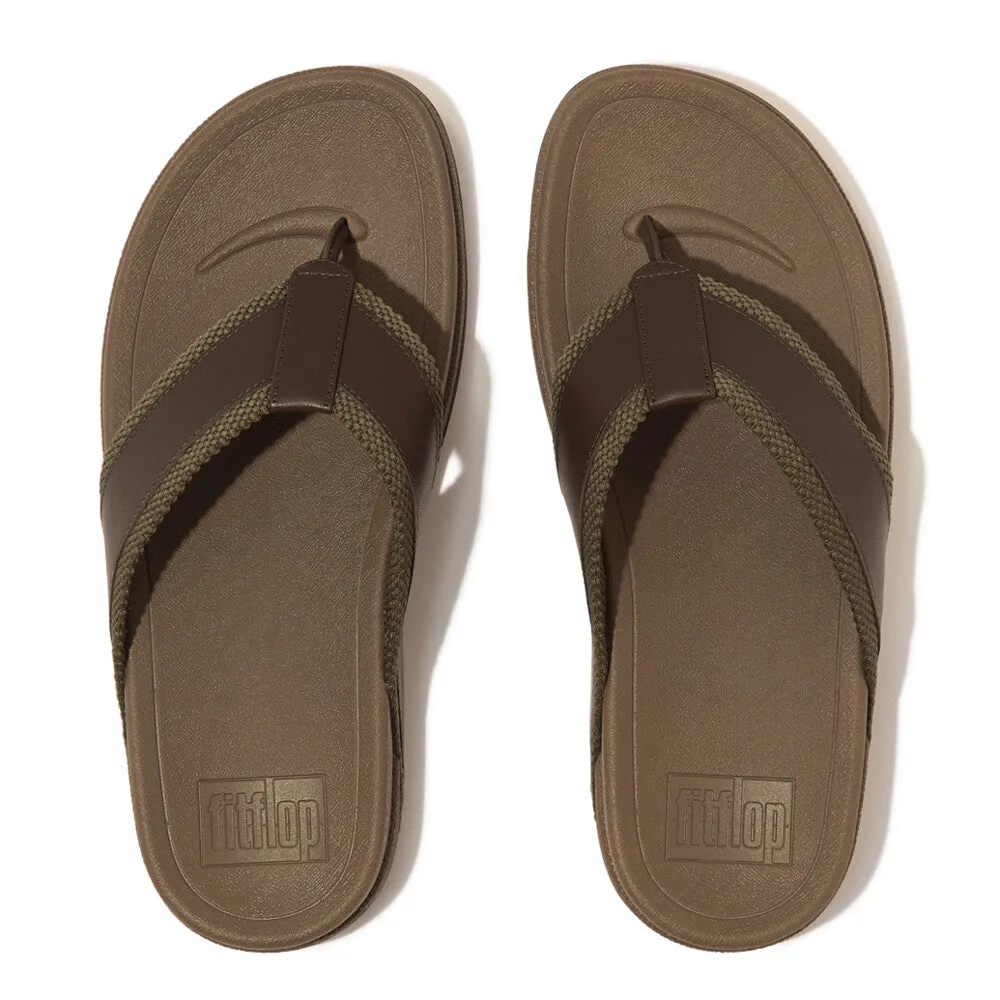 รองเท้าแตะแบบหูหนีบ ผู้ชาย รุ่น SURFER MEN'S WEBBING/LEATHER TOE-POST SANDALS