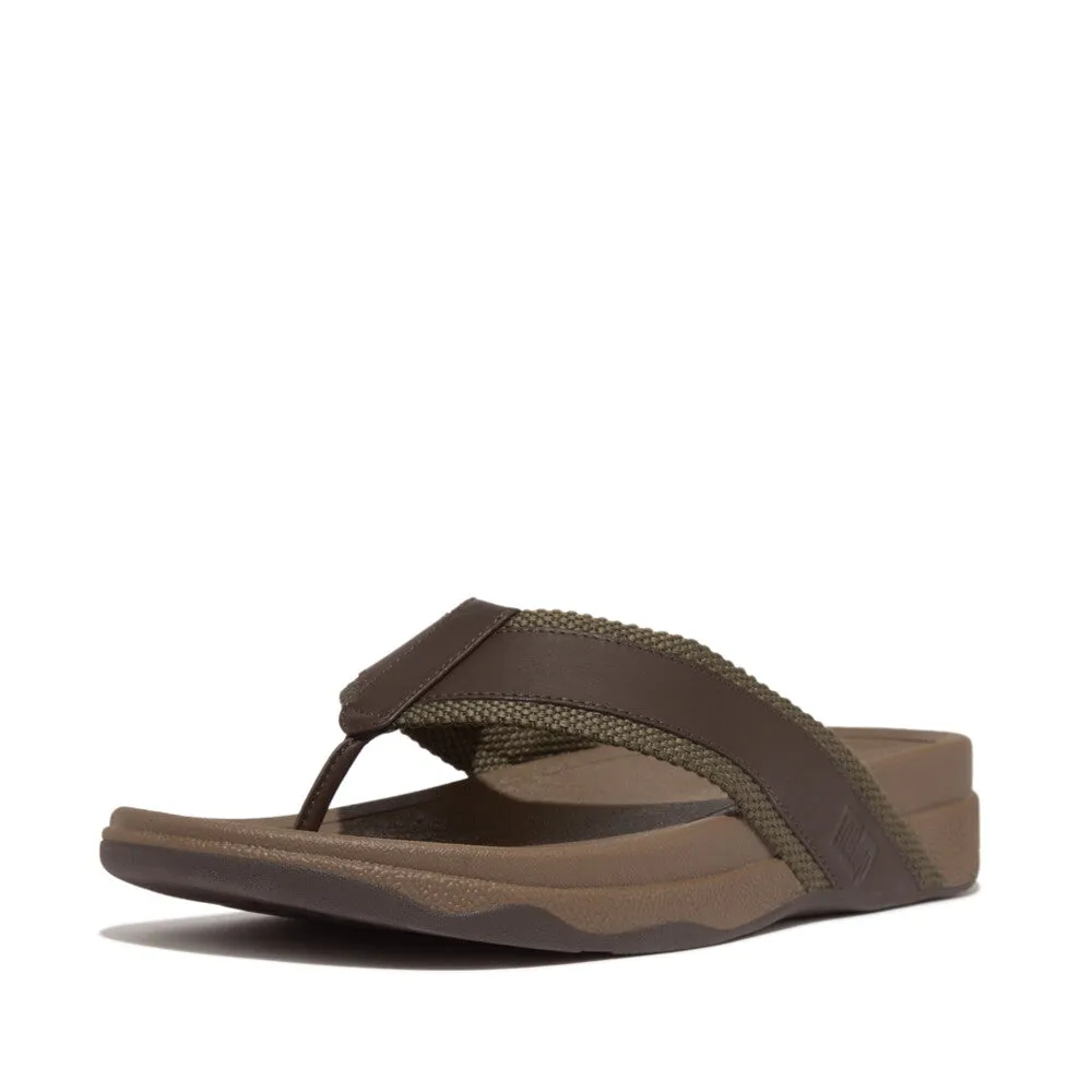 รองเท้าแตะแบบหูหนีบ ผู้ชาย รุ่น SURFER MEN'S WEBBING/LEATHER TOE-POST SANDALS