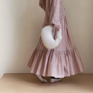 复古玫瑰高腰A字拼接中长裙 Vintage Rosy High-Waist A-Line Tiered Maxi Skirt