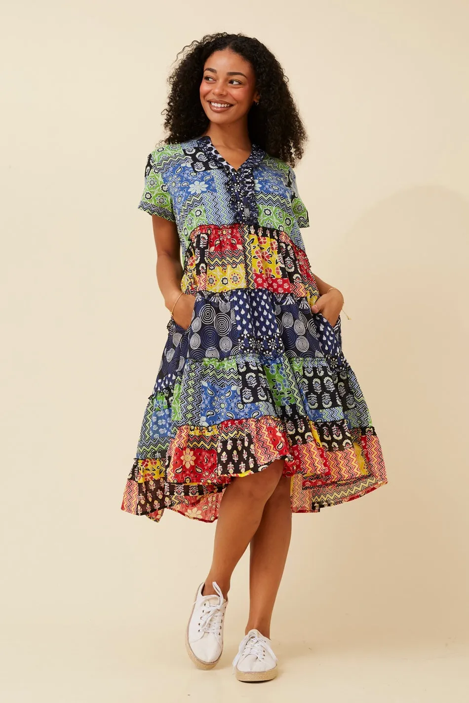 ALANIS PATCHWORK PRINT DRESS