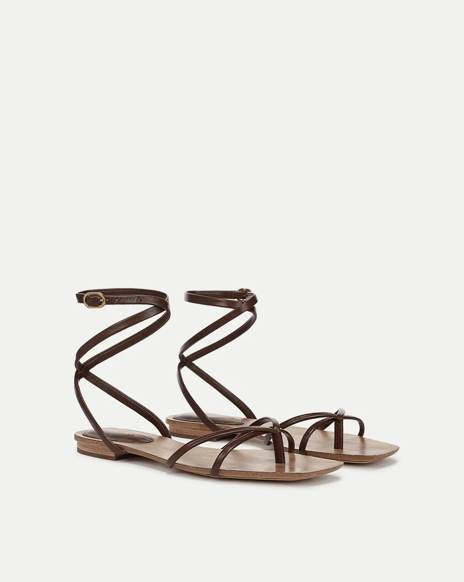 Allegra Leather Ankle-Wrap Sandal