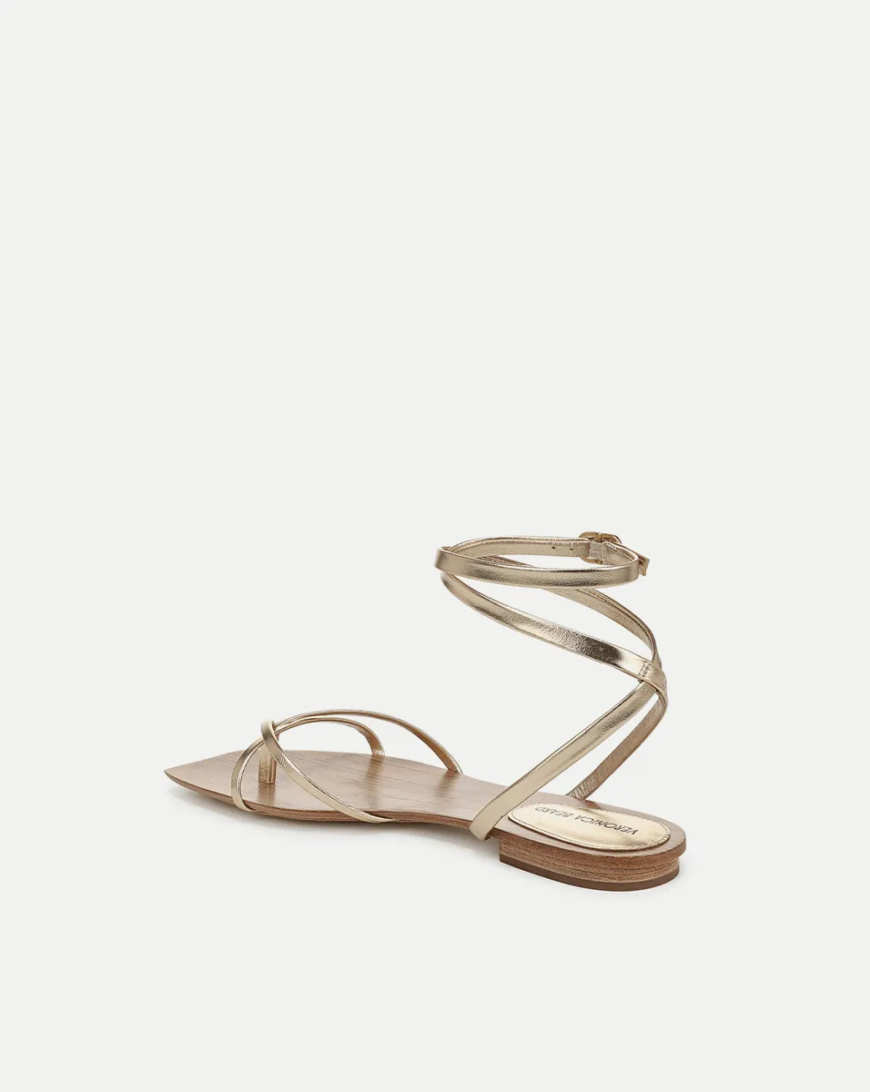 Allegra Metallic Ankle-Wrap Sandal