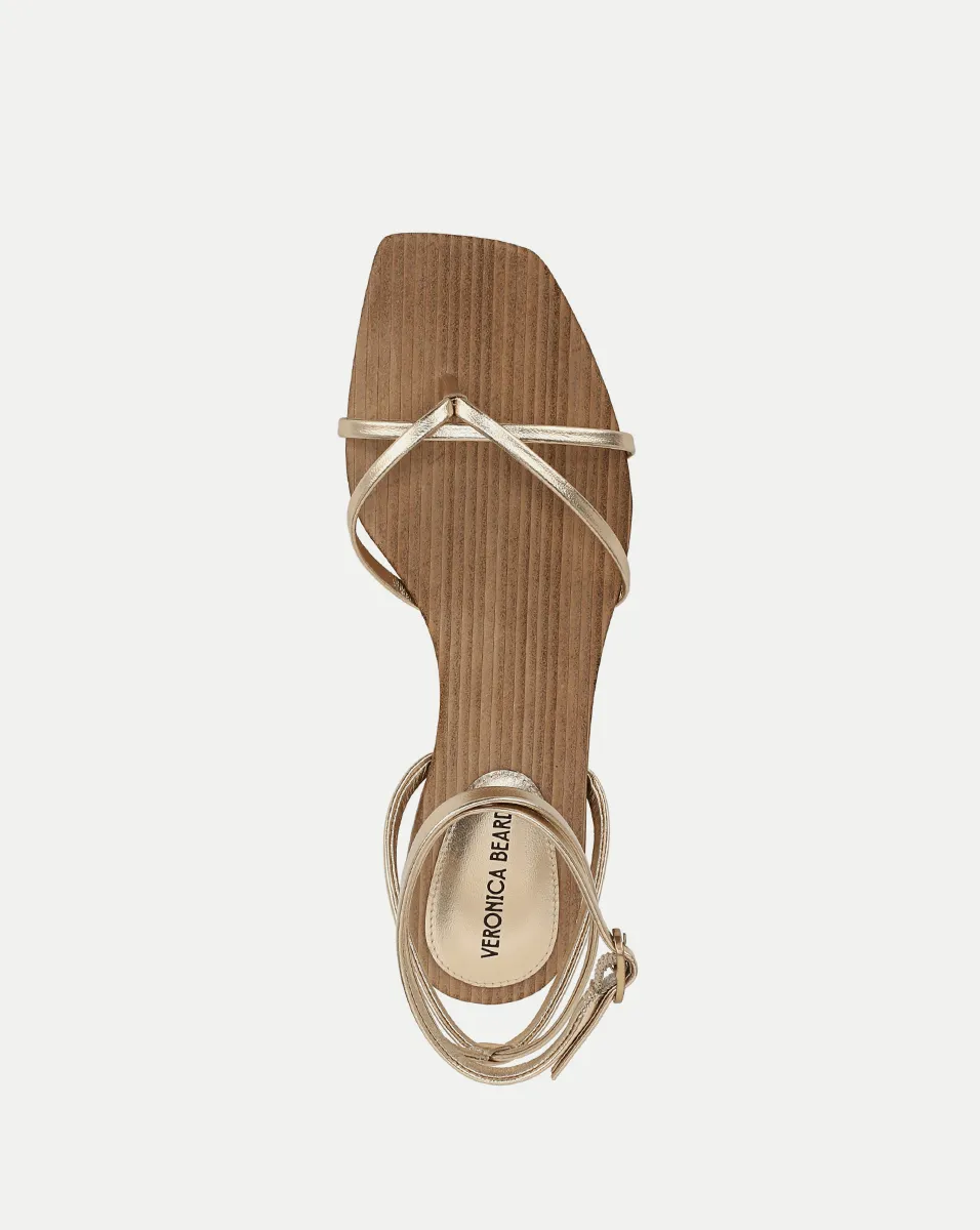 Allegra Metallic Ankle-Wrap Sandal