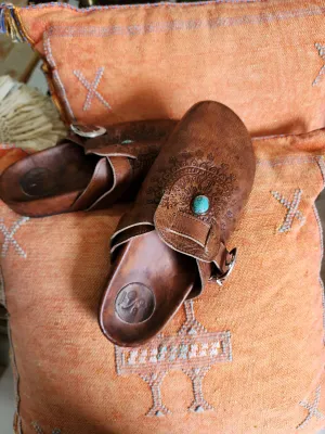 Amazonian leather slides- with stone