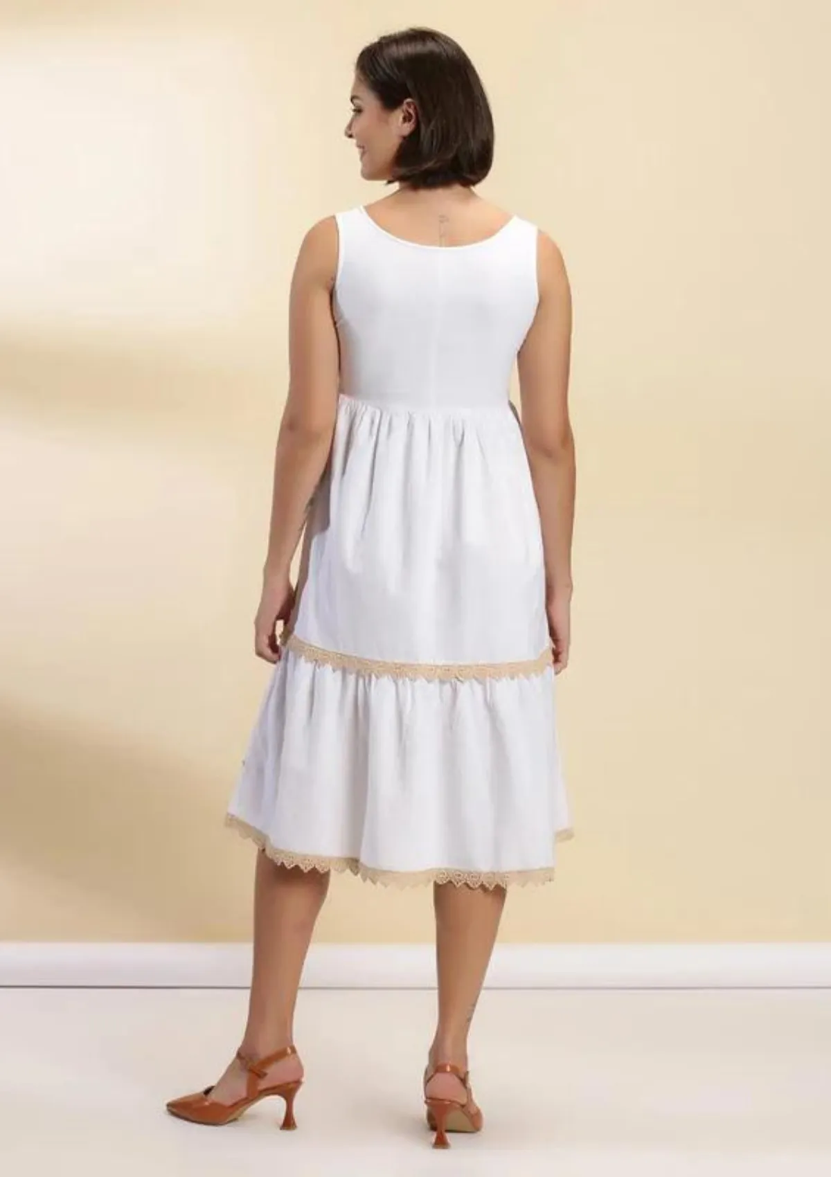 Angel Mist - Cotton Embroidered Tiered Dress