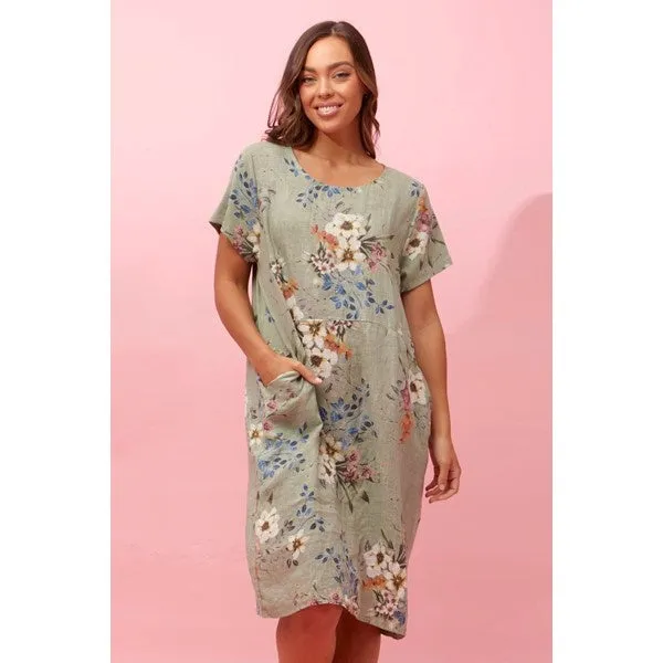 ANTONELLA LINEN FLORAL DRESS
