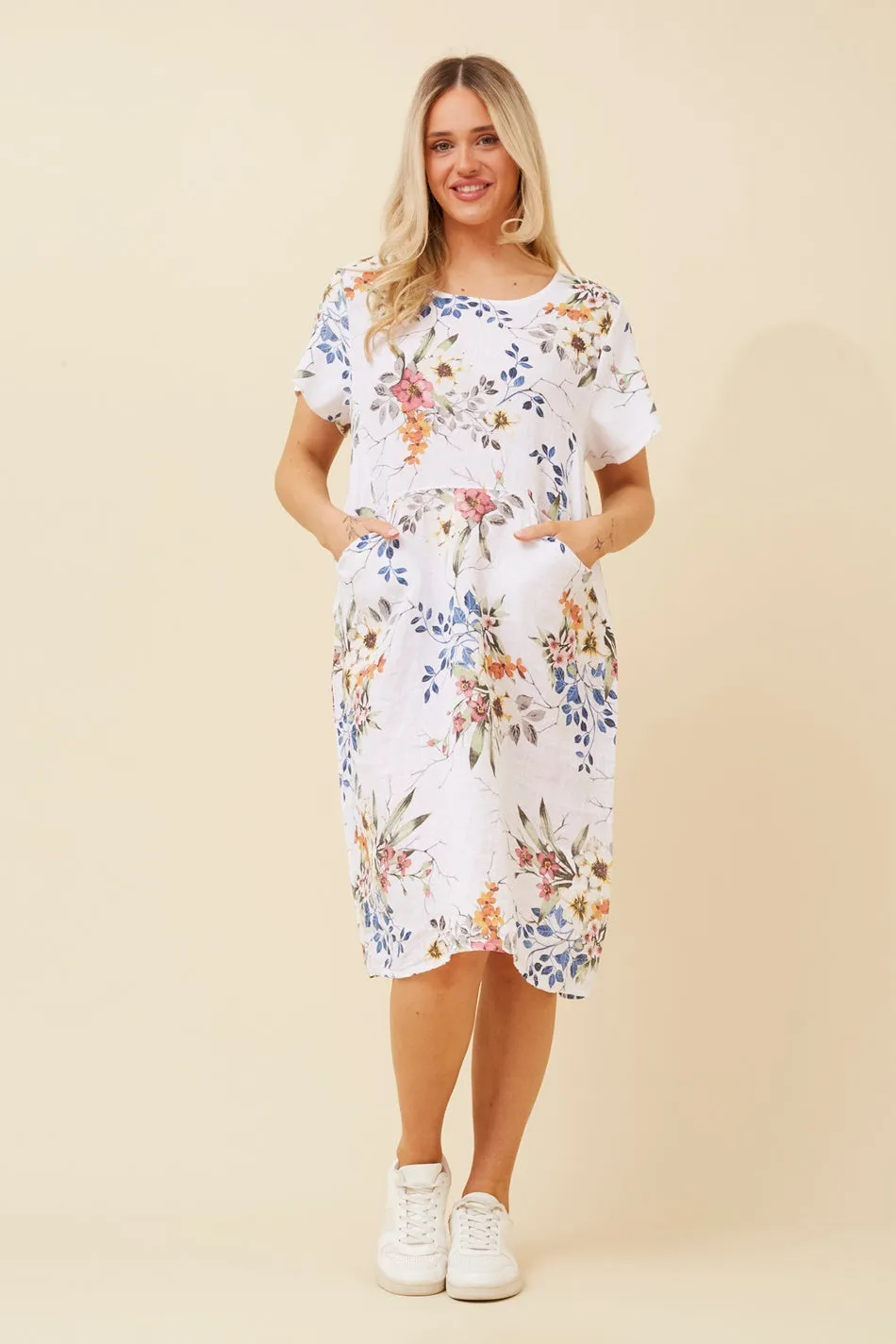 ANTONELLA LINEN FLORAL DRESS