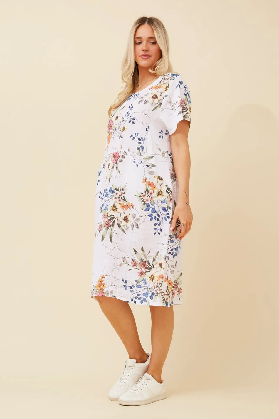ANTONELLA LINEN FLORAL DRESS