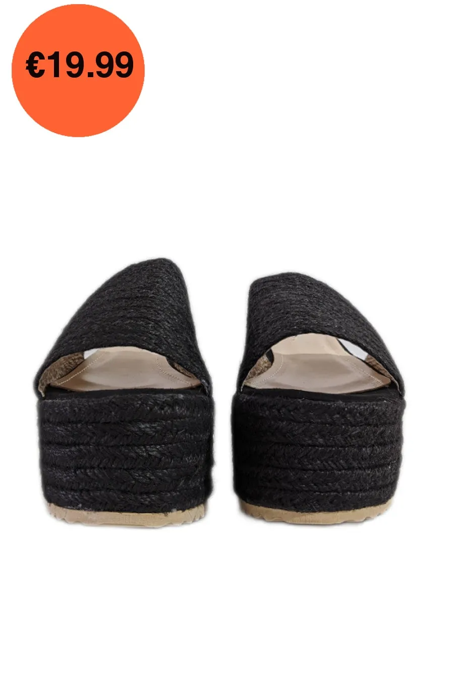 Black Jute Platform Mule Sandals