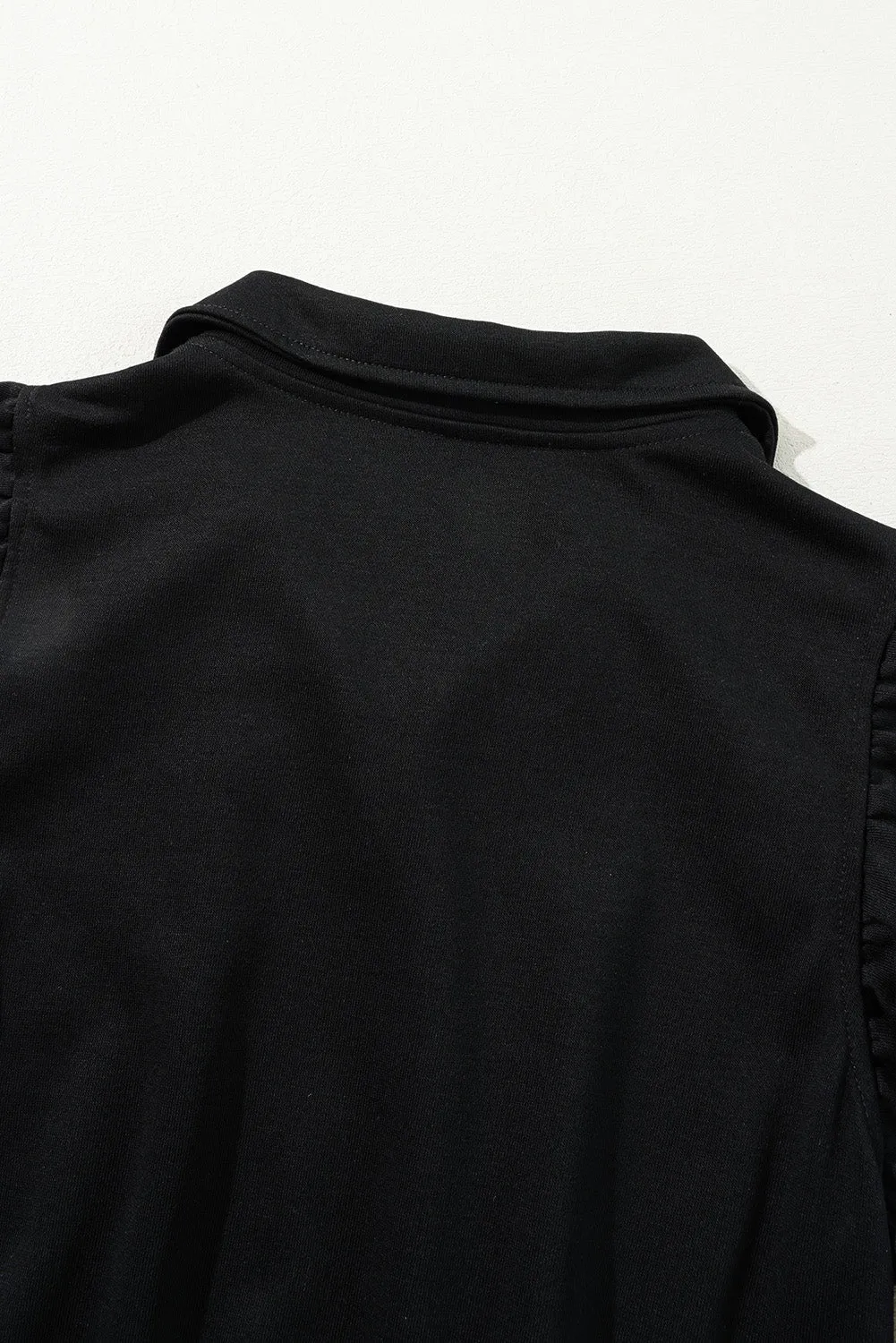 Black Zipper Flutter Sleeve Drawstring High Waist Jumpsuit