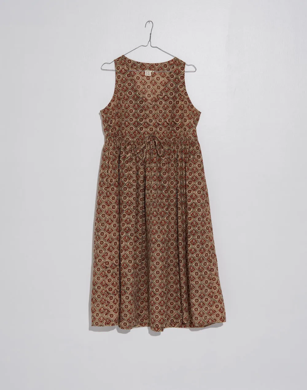 Block printed midi dress - Brown