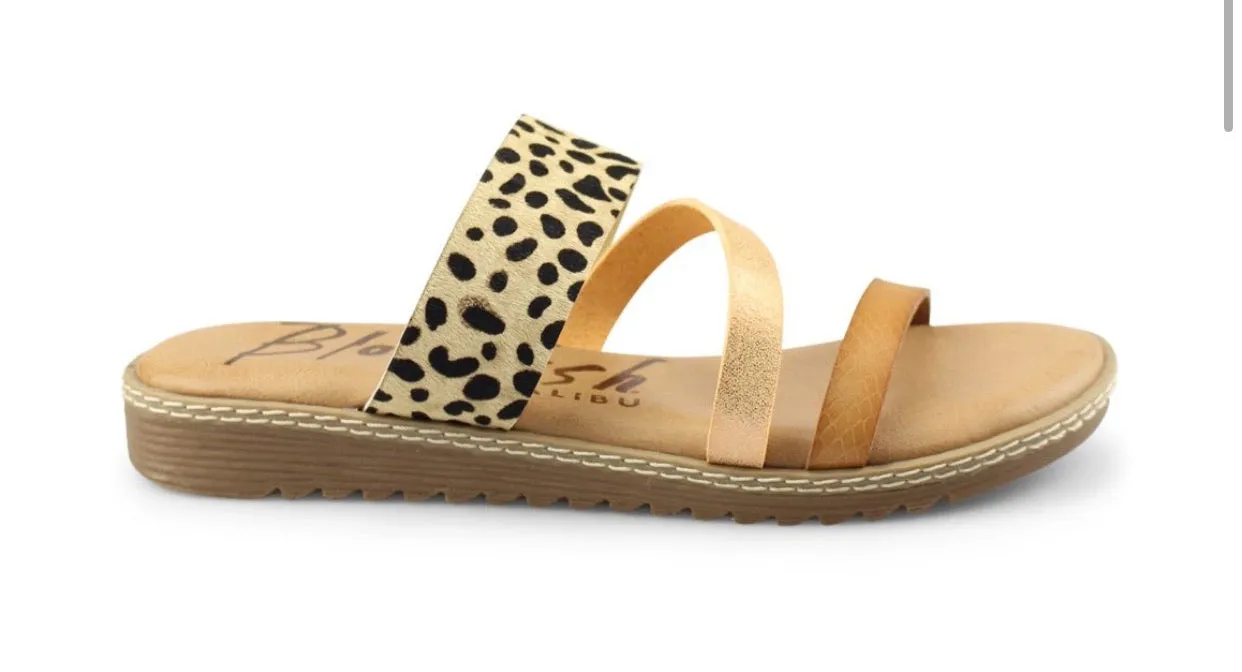 Blowfish Sand and Leopard Strapped Sandal