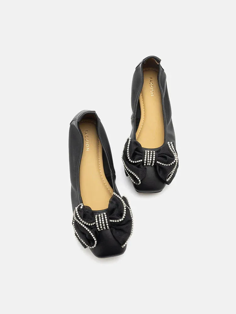Bree Crystal Exmbellished Bow Flats