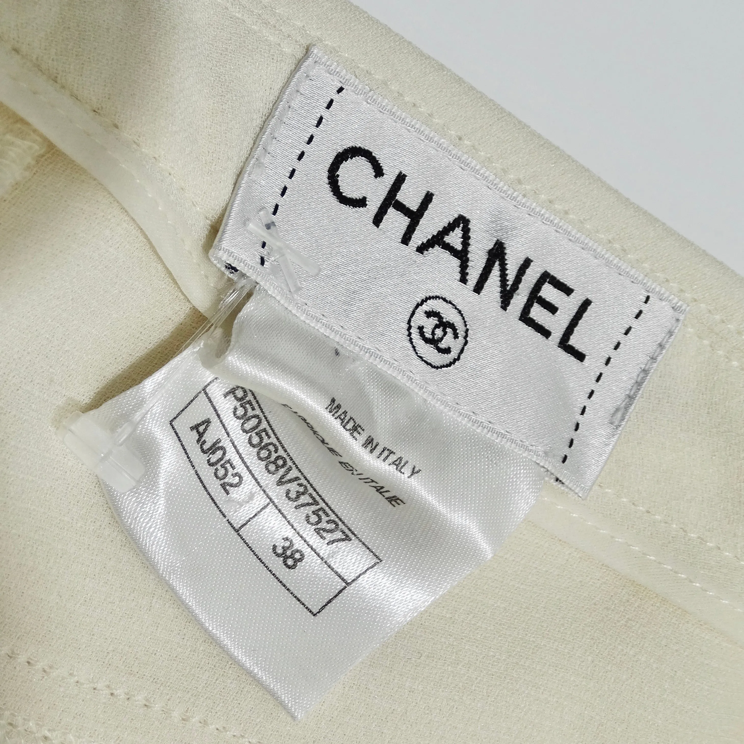 Chanel Ivory Silk High-Low Button Down & Trouser Set