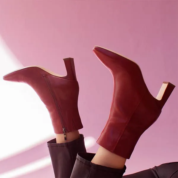 Darcy Red | Leather ankle boot