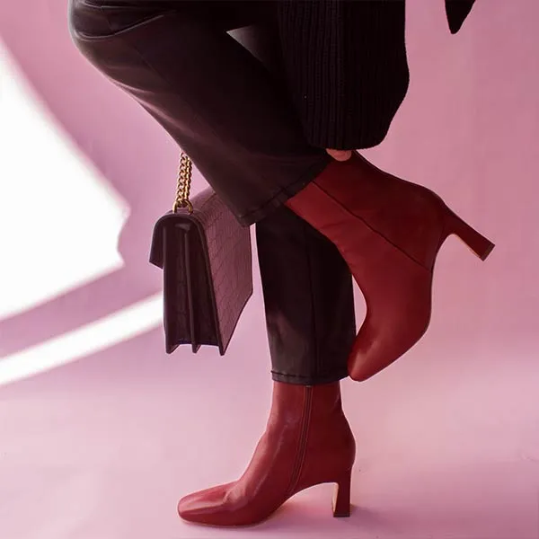Darcy Red | Leather ankle boot