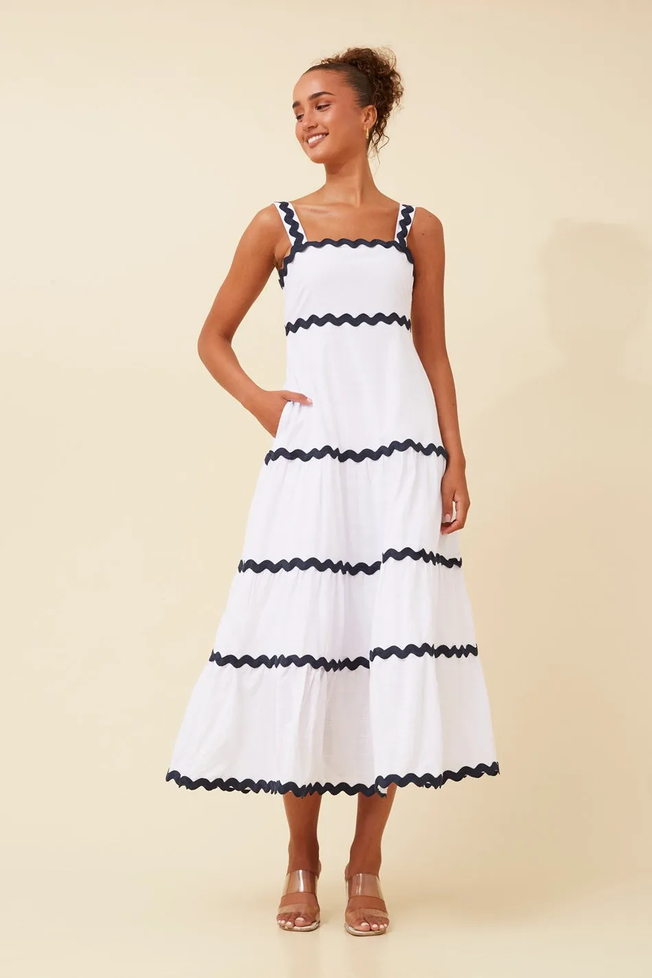 DELMA RIC RAC TIERED DRESS