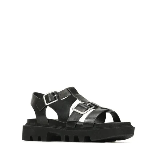 EOS Flic Leather Sandal - Black