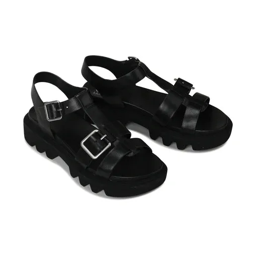 EOS Flic Leather Sandal - Black