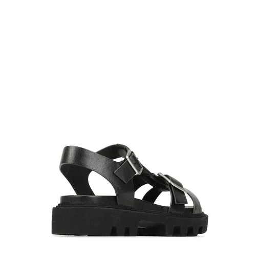 EOS Flic Leather Sandal - Black