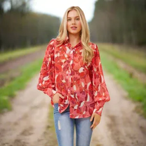 Floral Printed Shirt - Red