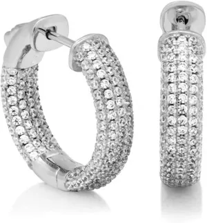 Fully Iced Cz Honey Comb Men's Women 3D Hoops Cartilage Cuff White Gold Plated 925 Sterling Silver FLower Set Ice Out Unisex Huggie Hoop Earrings For Men Women