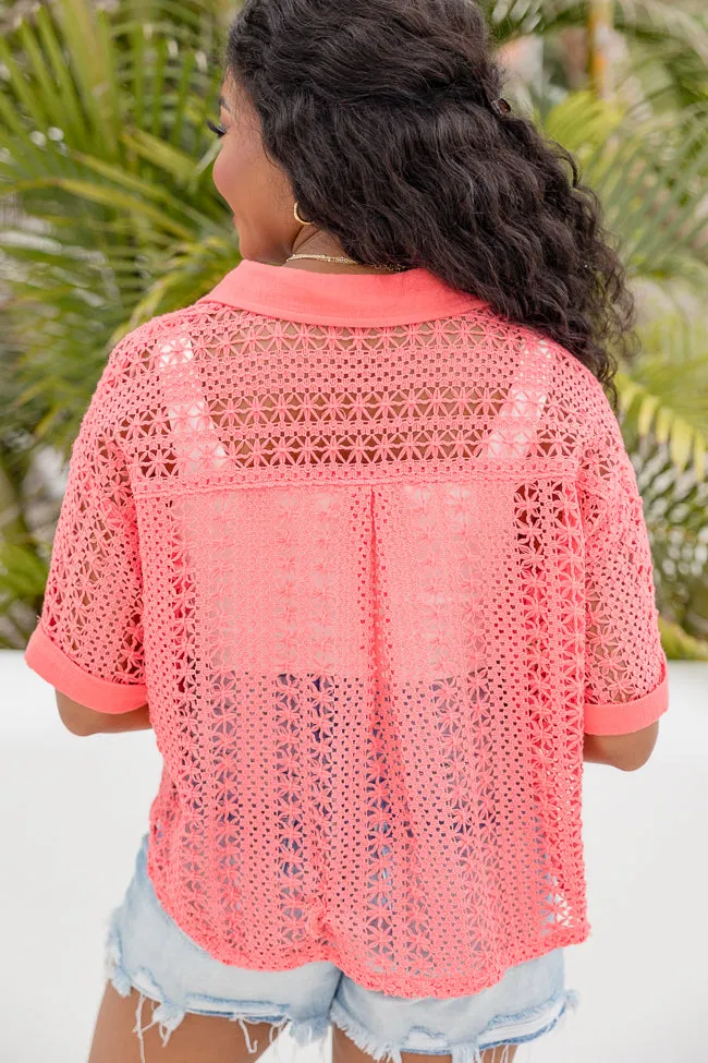 Hammock Hangout Watermelon Crochet Collared Top FINAL SALE