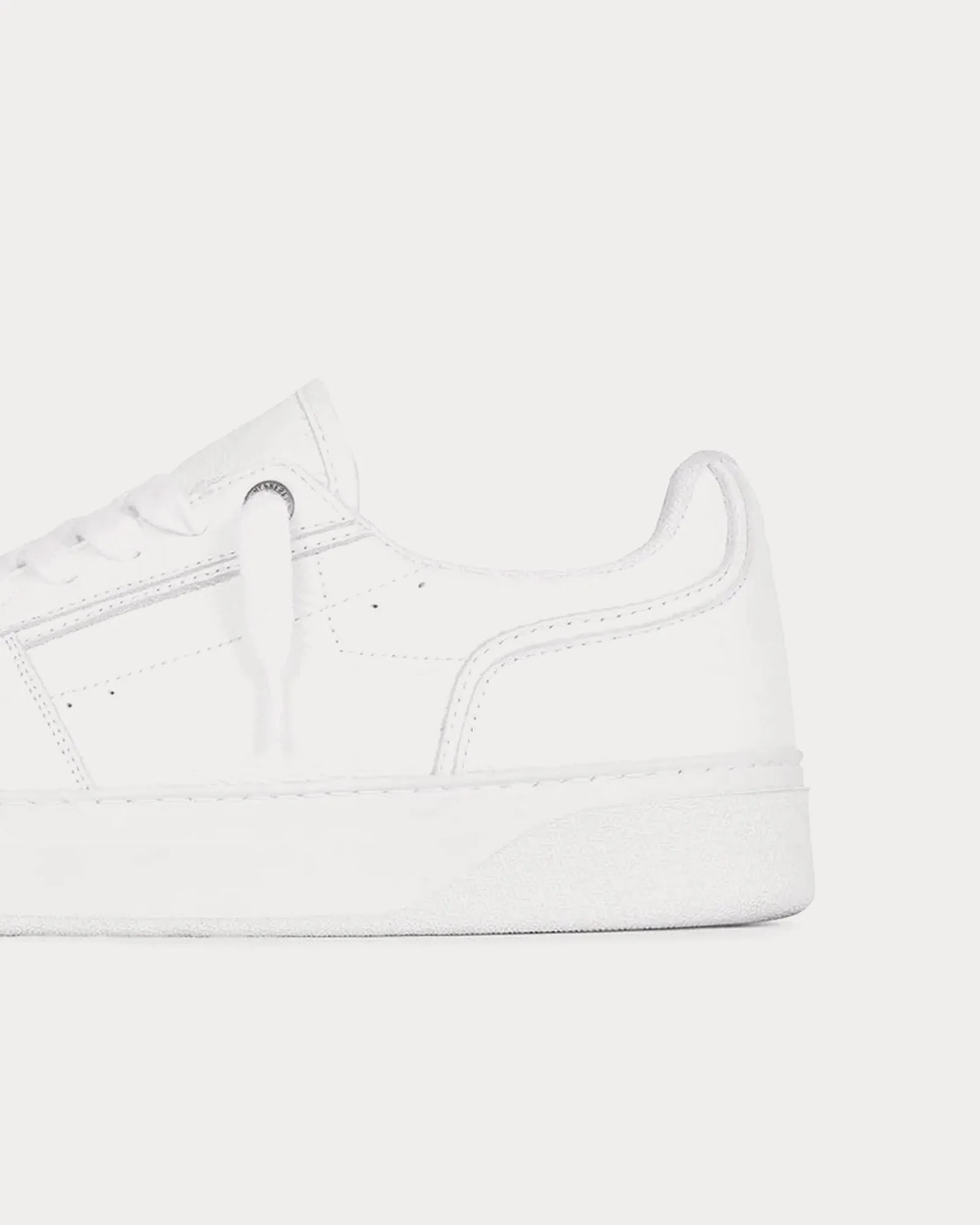 Initial Leather Flat White Low Top Sneakers