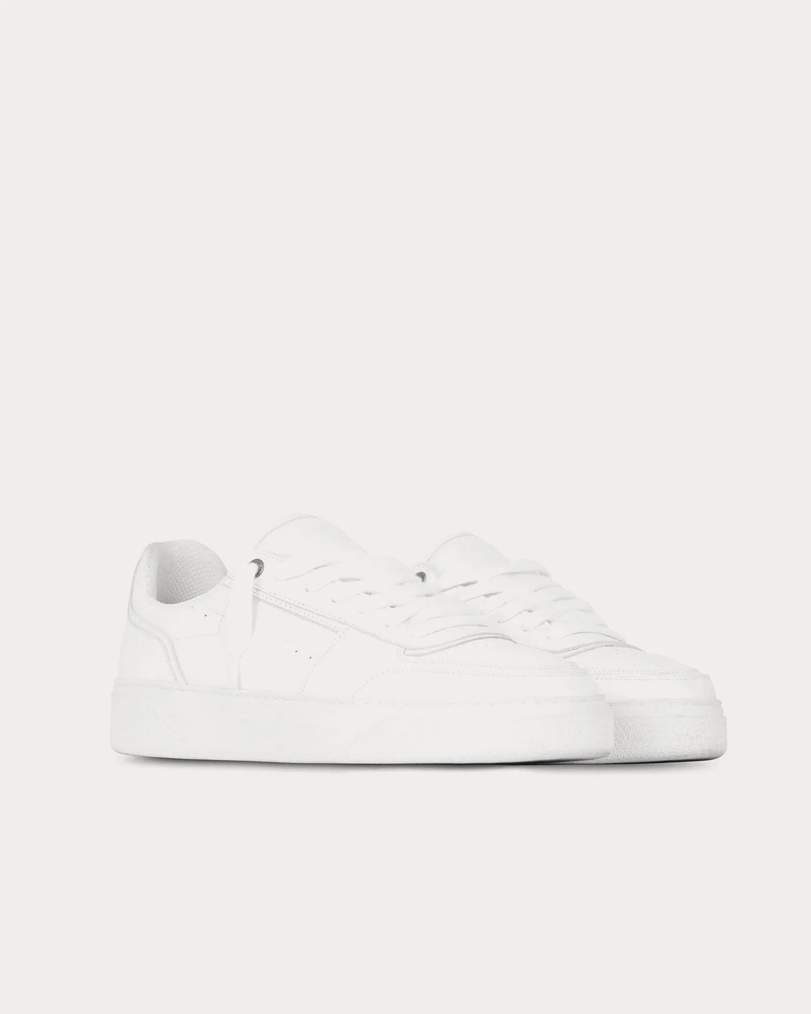 Initial Leather Flat White Low Top Sneakers