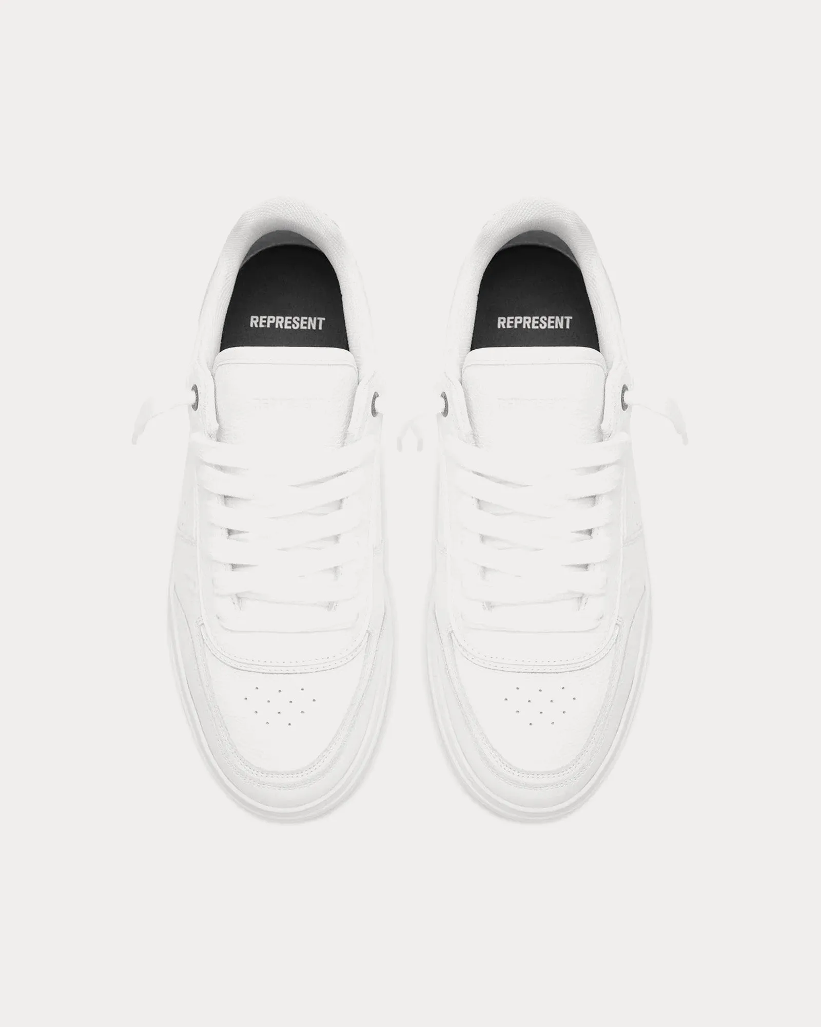 Initial Leather Flat White Low Top Sneakers