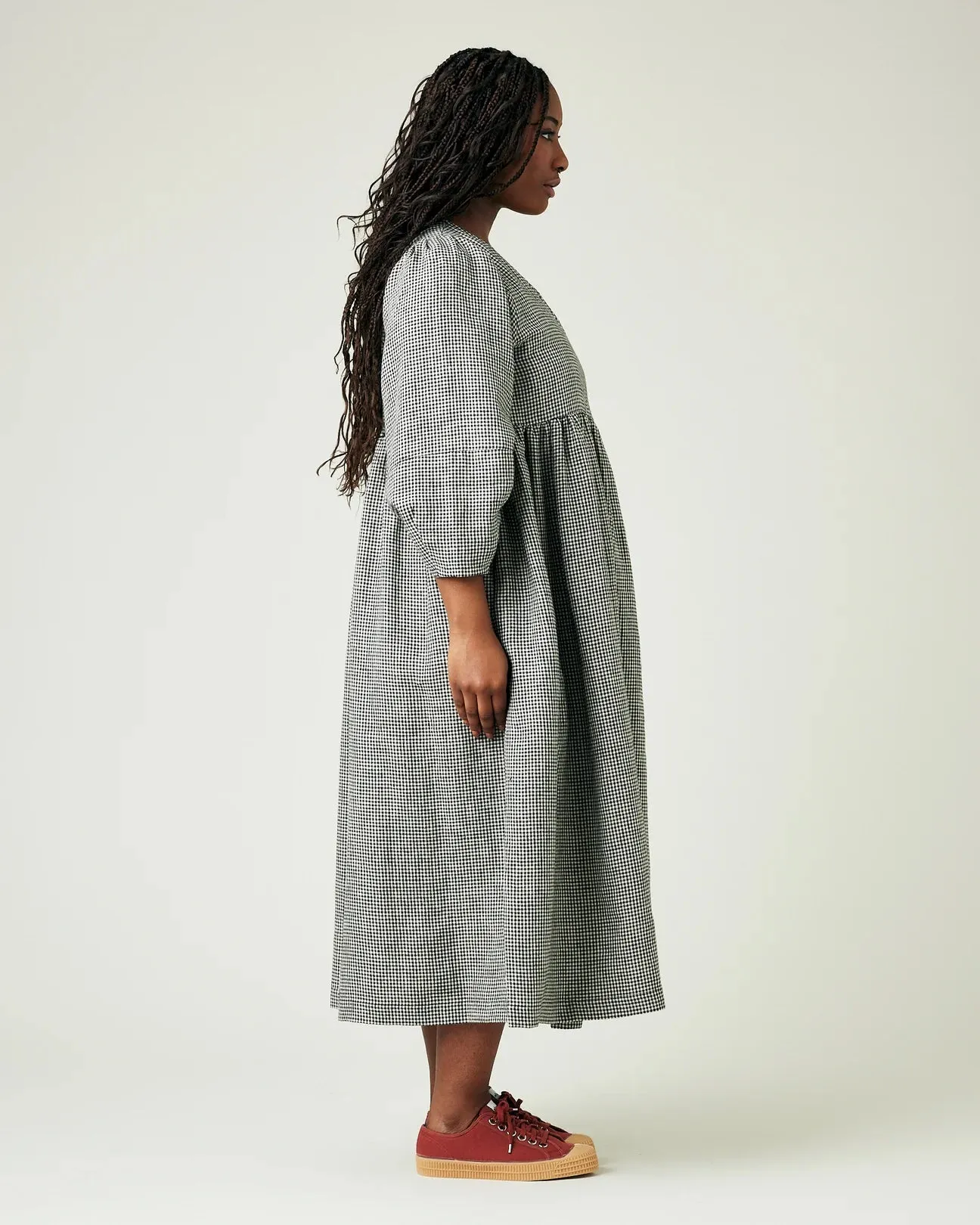 Isabel Dress - Back & Stone Micro Gingham
