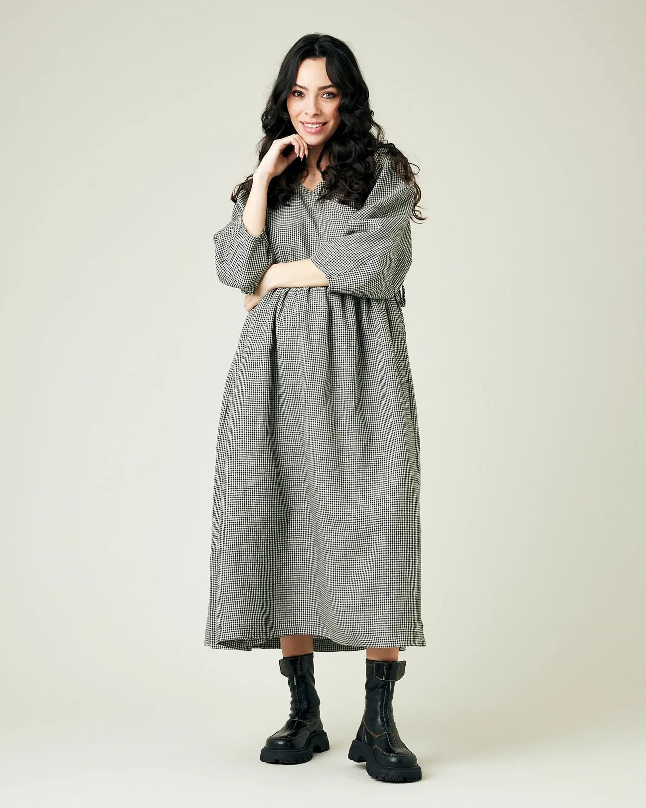 Isabel Dress - Back & Stone Micro Gingham