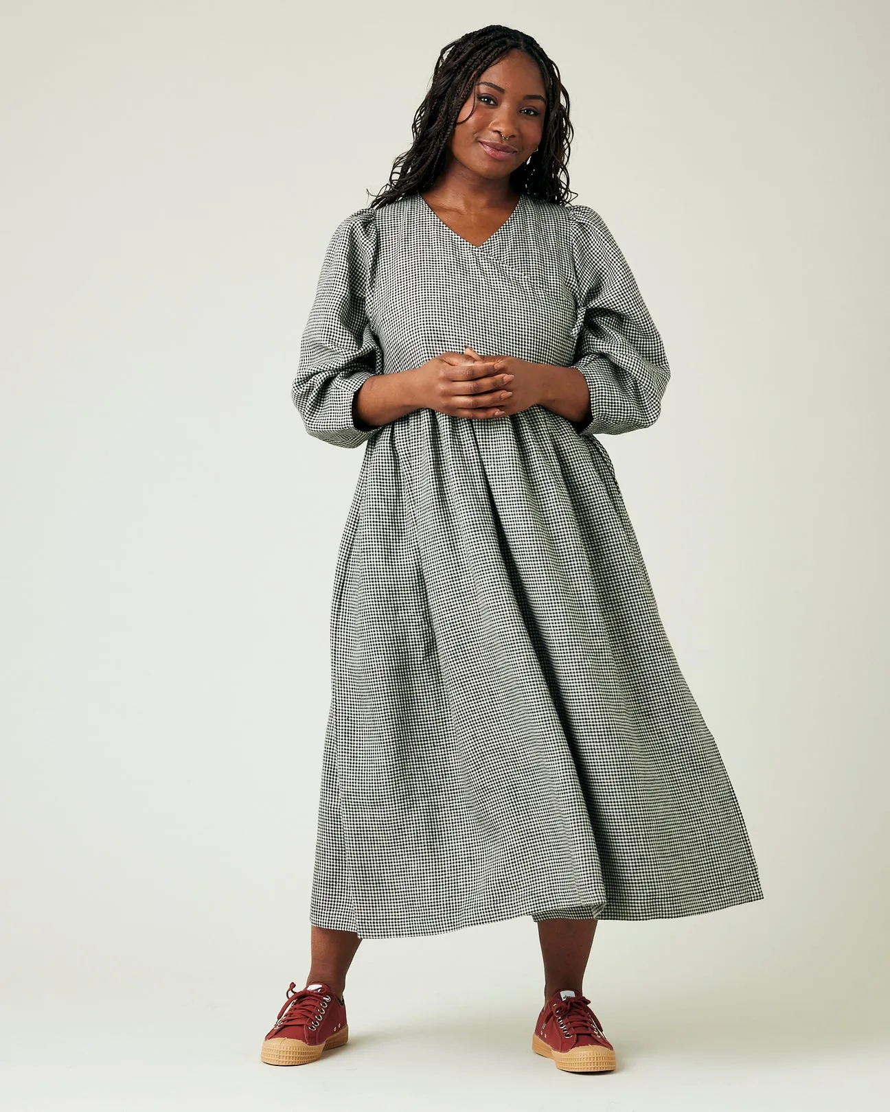 Isabel Dress - Back & Stone Micro Gingham