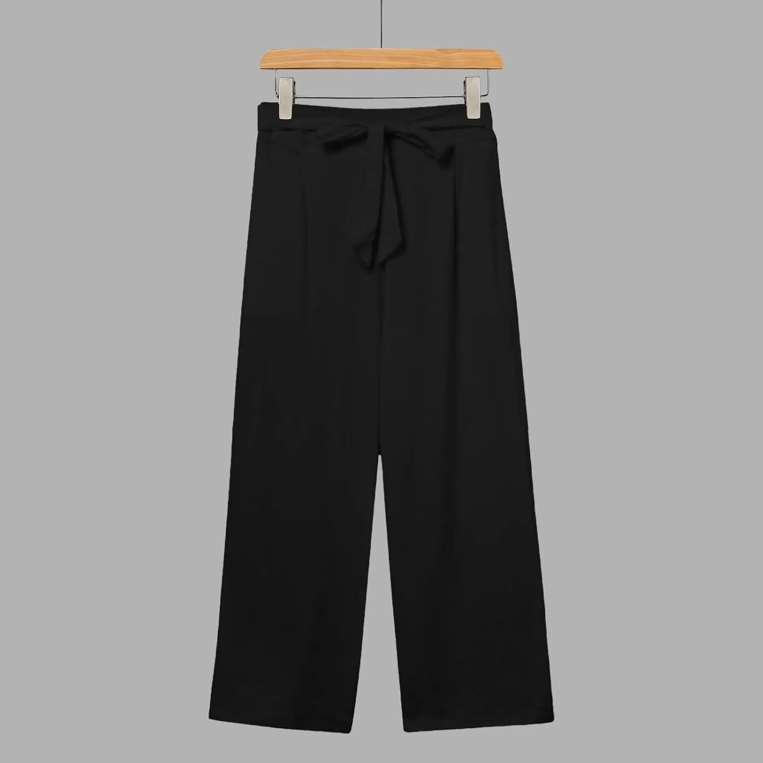 Linen Capri Pants for Women High Waist Casual Wide Straight Leg Trousers 2025 Summer Elastic Plus Size Lounge