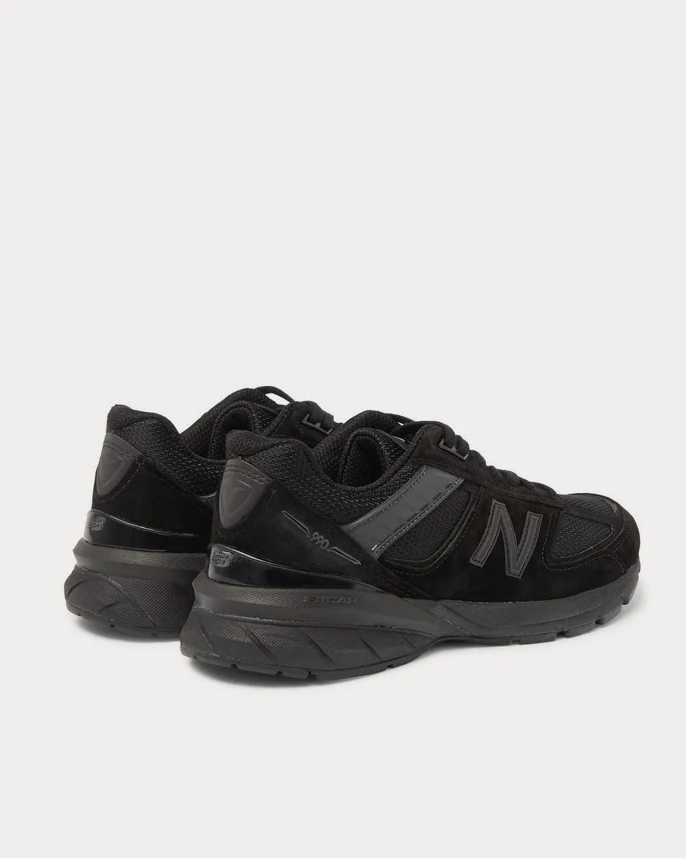 M990v5 Rubber-Trimmed Suede and Mesh  Black low top sneakers