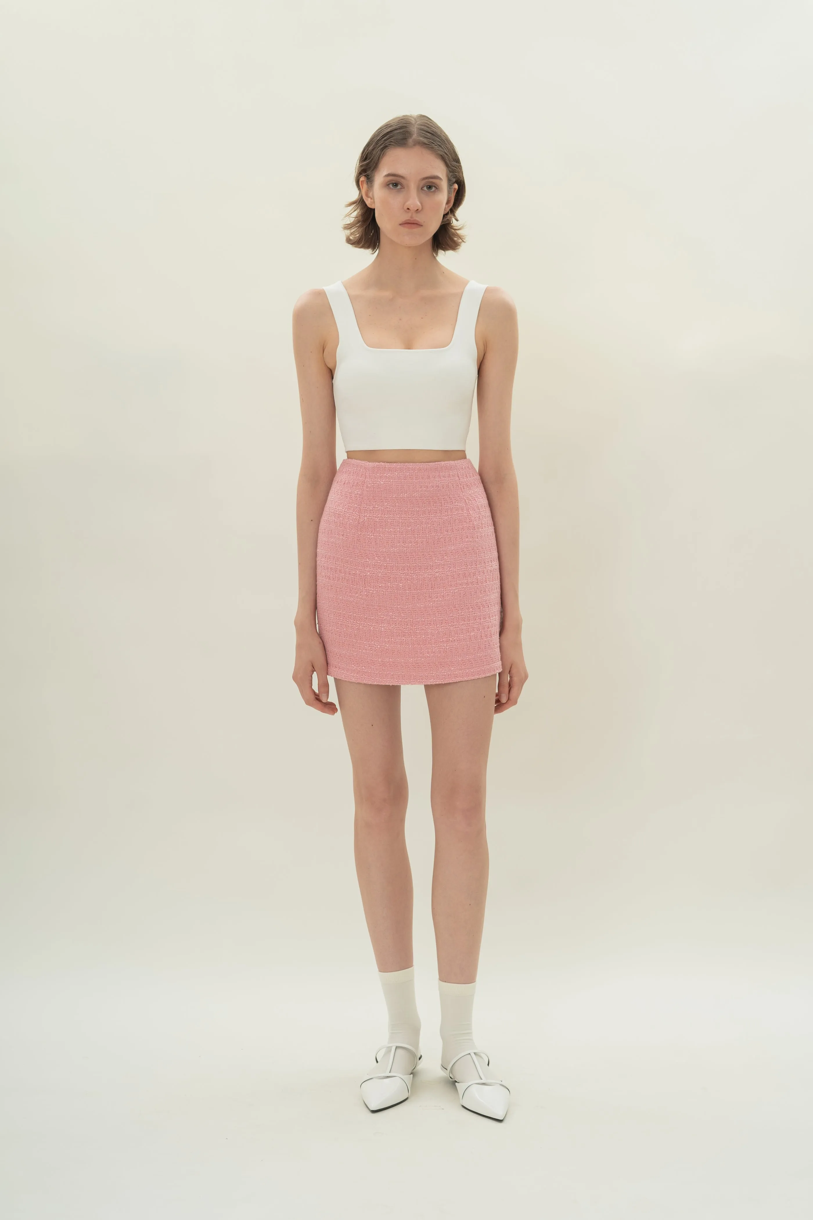 Mini Skirt in Tweed Pink