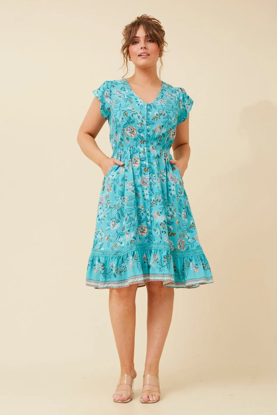 MOROCCO FLORAL KNEE LENGTH DRESS