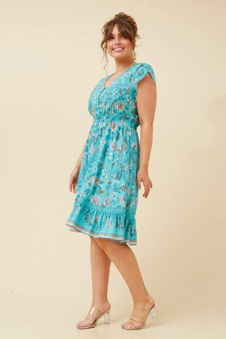MOROCCO FLORAL KNEE LENGTH DRESS