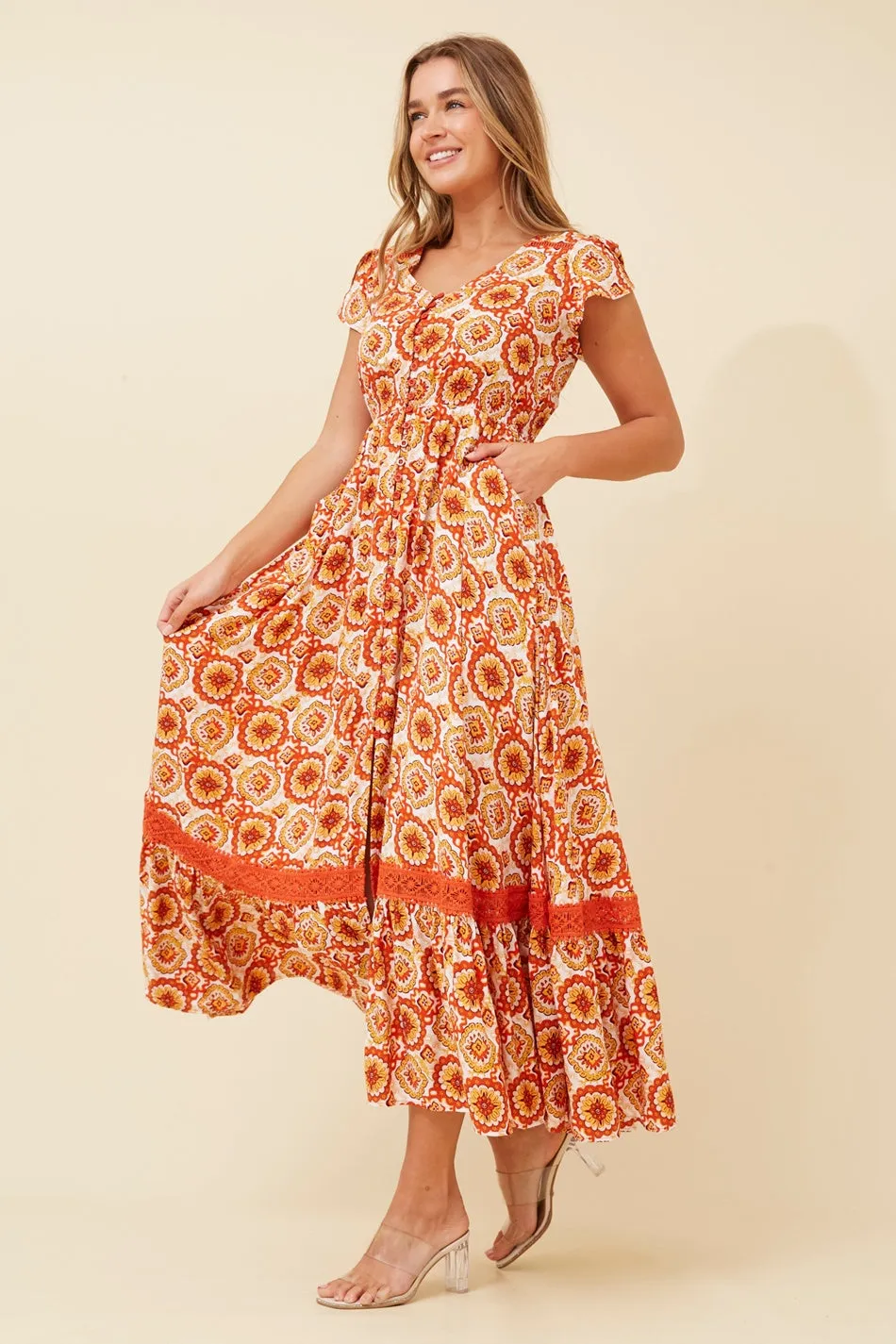 MOROCCO FLORAL MAXI DRESS
