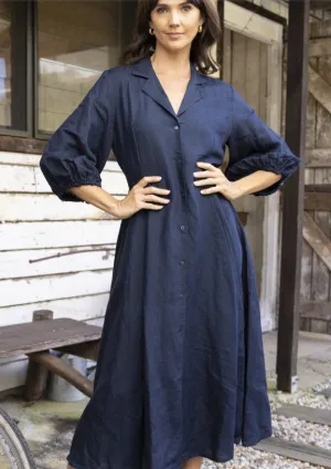 Navy Aline linen dress