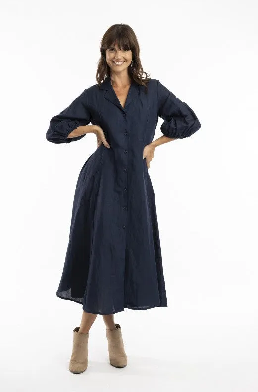 Navy Aline linen dress