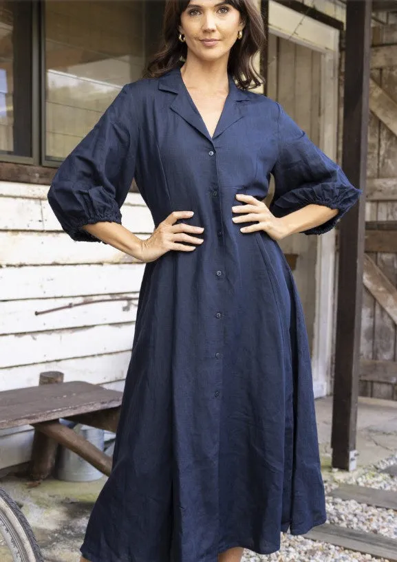 Navy Aline linen dress